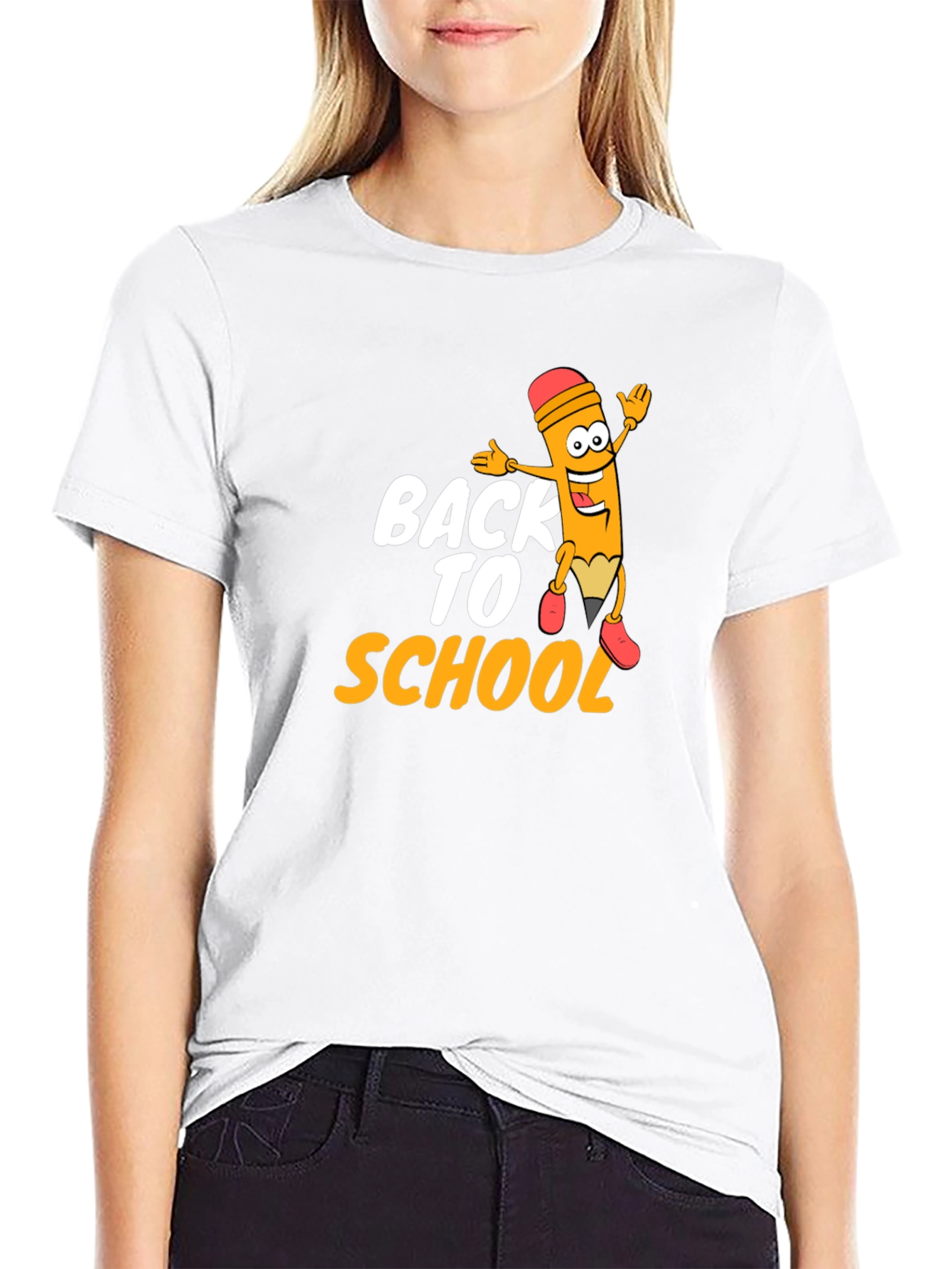 Back to School Pencil Cartoon Graphic T-Shirt