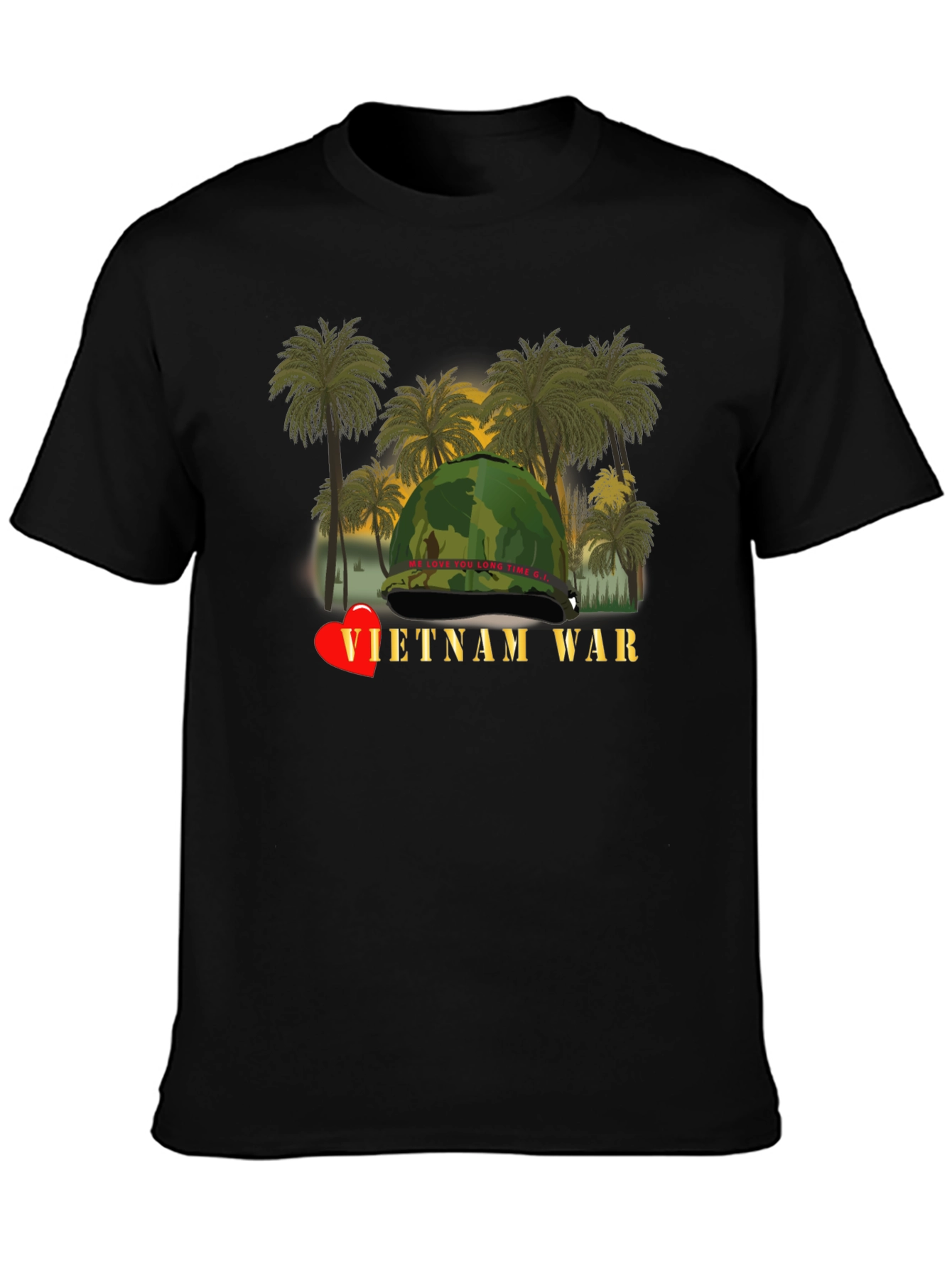 Vietnam War Heart T-Shirt - Black Unique Design