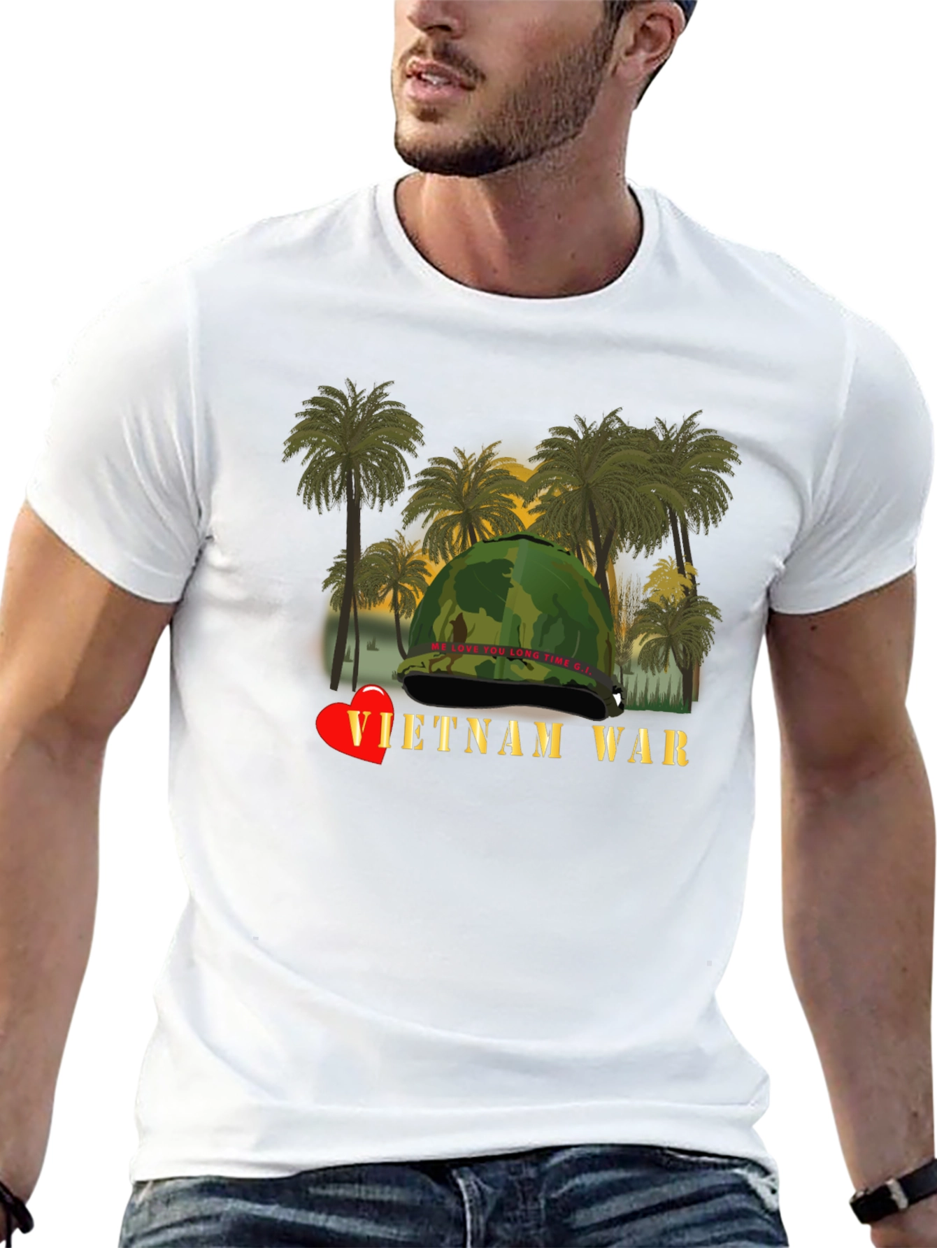 Vietnam War Heart T-Shirt - Black Unique Design
