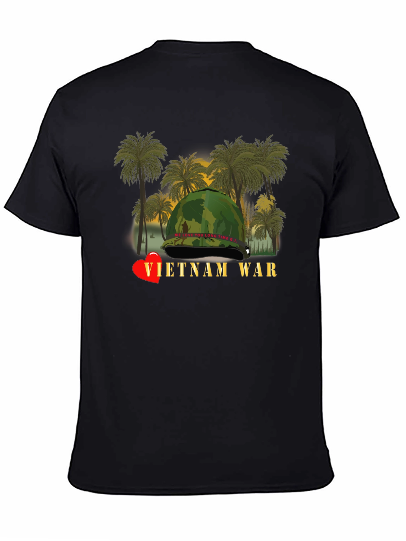 Vietnam War Heart T-Shirt - Black Unique Design