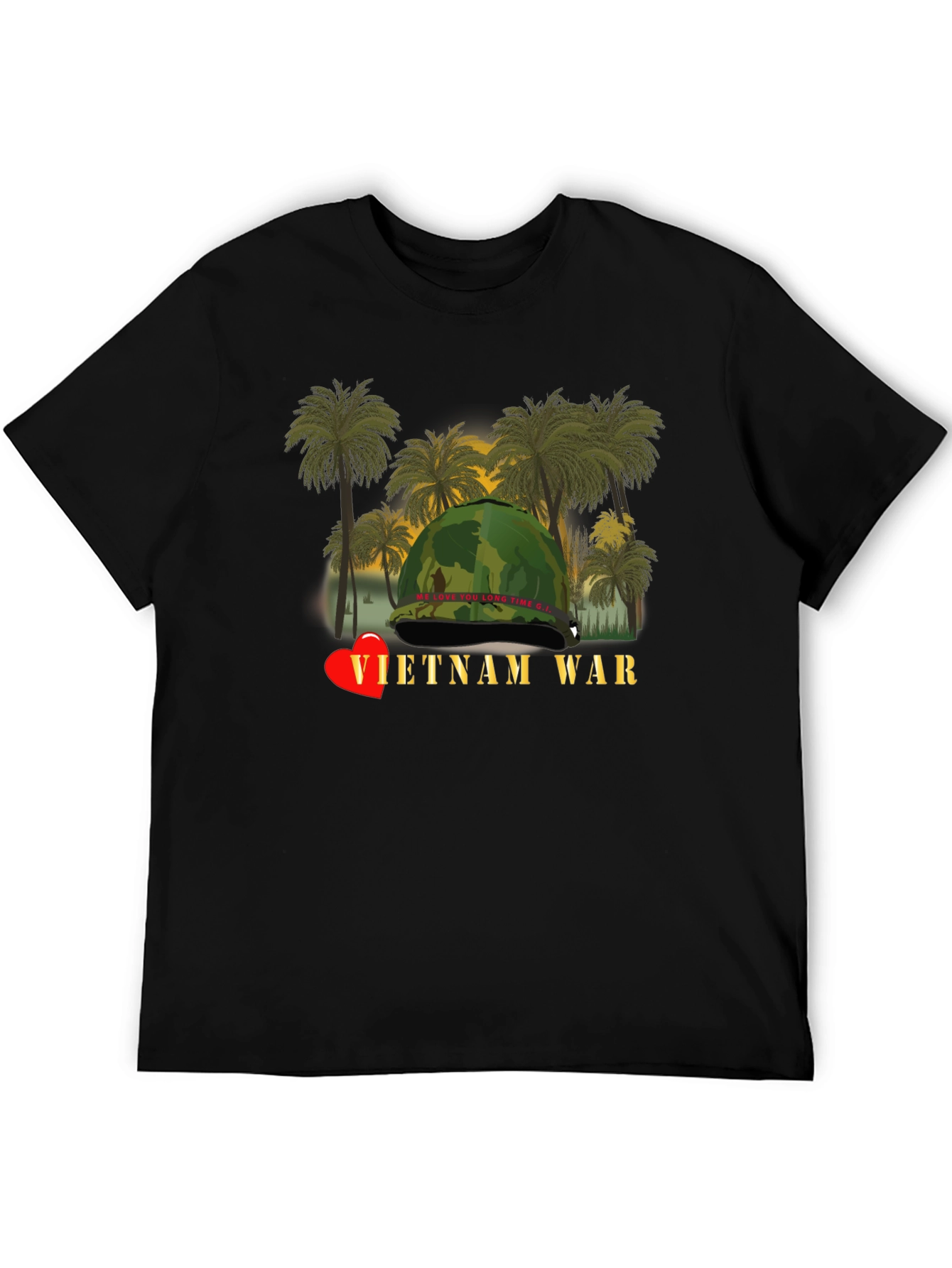 Vietnam War Heart T-Shirt - Black Unique Design