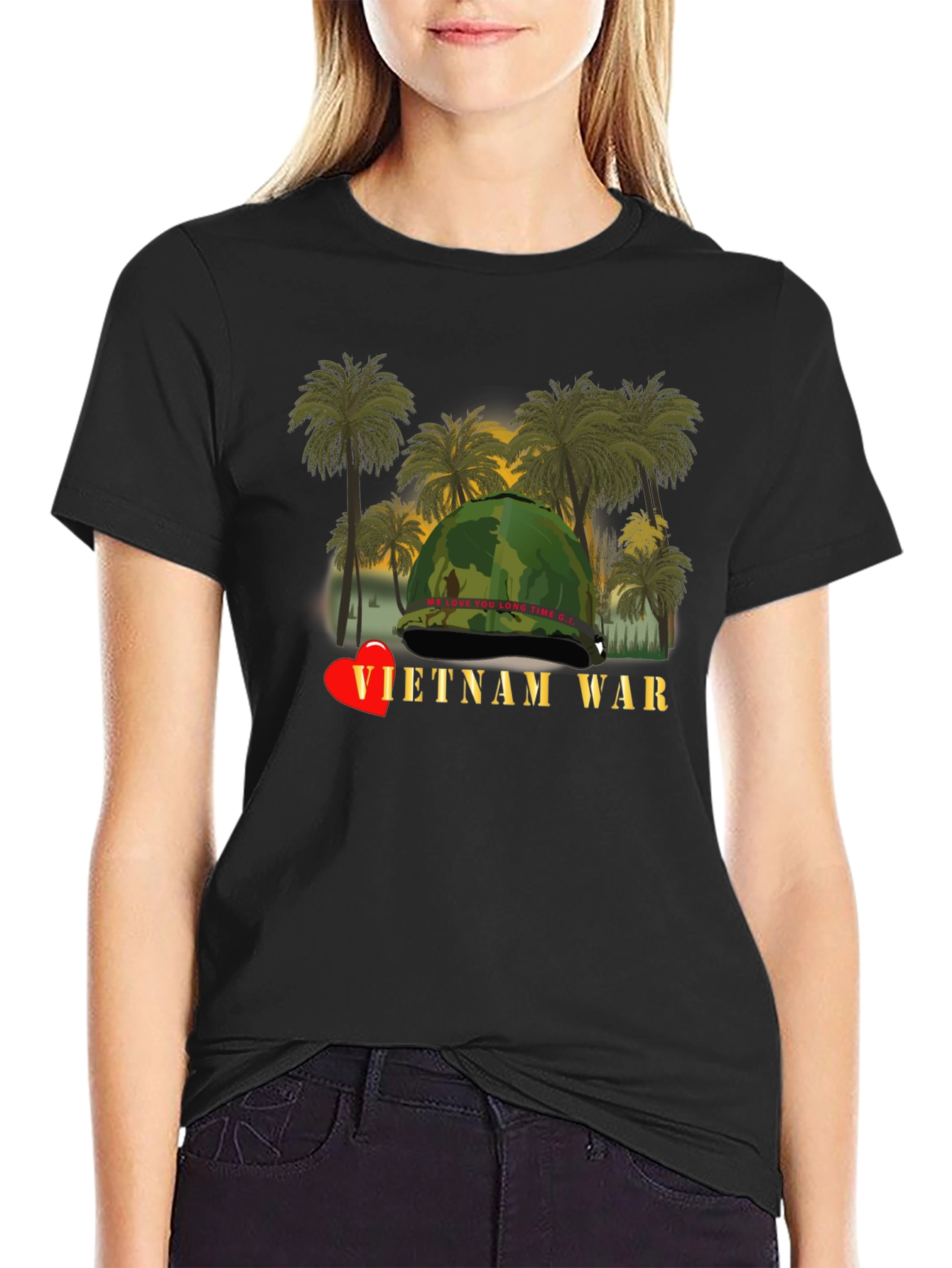 Vietnam War Heart T-Shirt - Black Unique Design