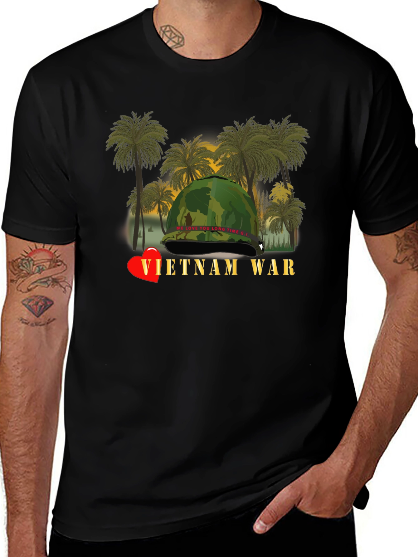 Vietnam War Heart T-Shirt - Black Unique Design