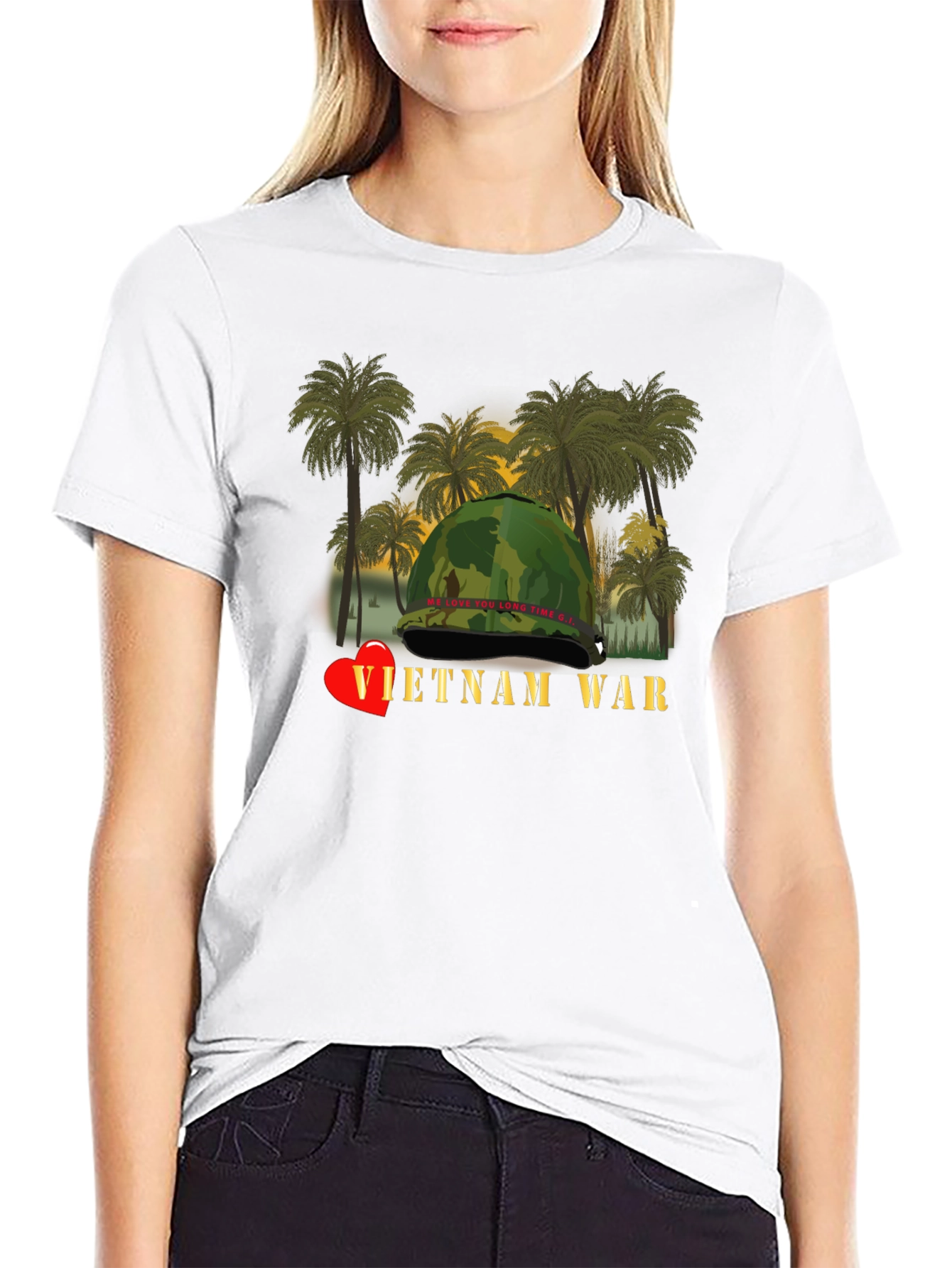 Vietnam War Heart T-Shirt - Black Unique Design