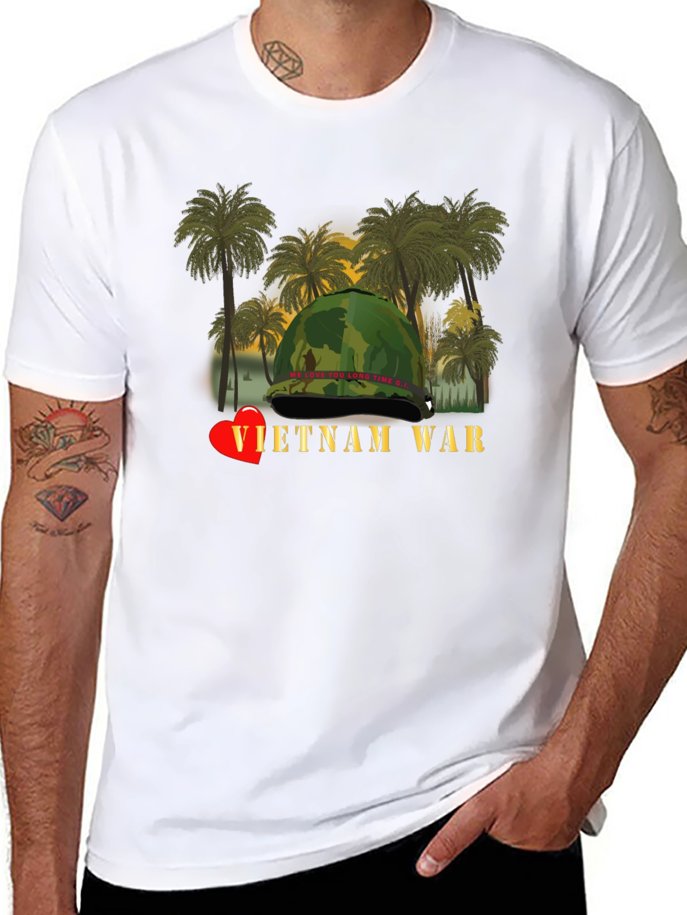 Vietnam War Heart T-Shirt - Black Unique Design