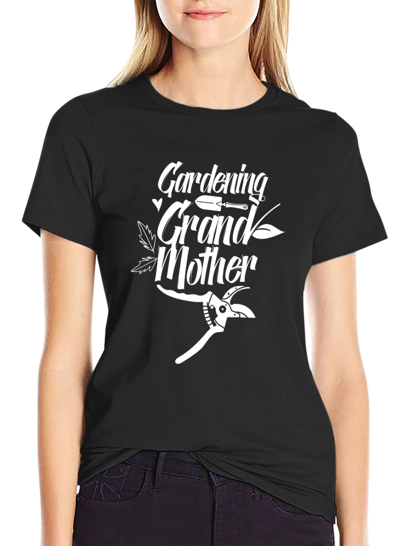 Gardening Grandmother Black T-Shirt