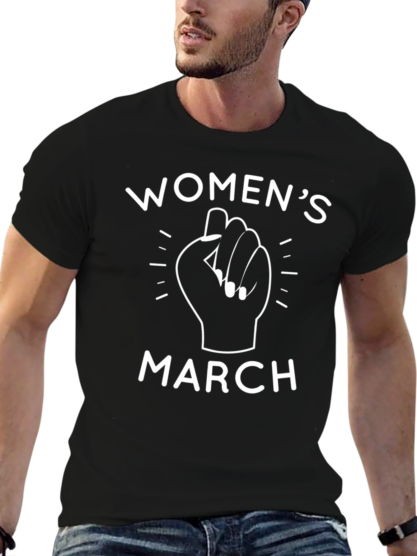 Womens March Fist T-Shirt - Black