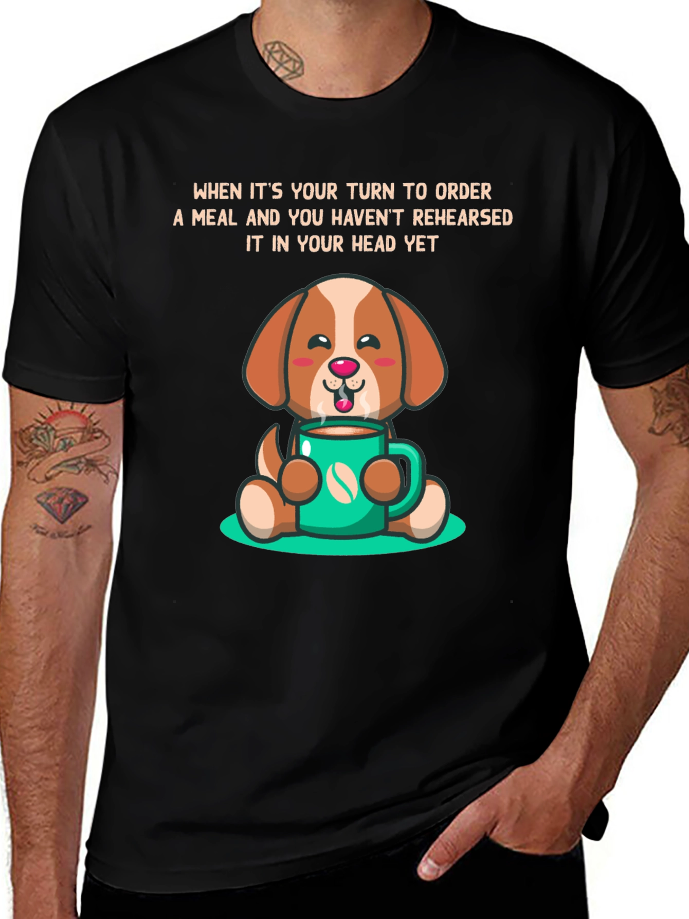 Dog & Coffee T-Shirt: Meal Ordering Humor