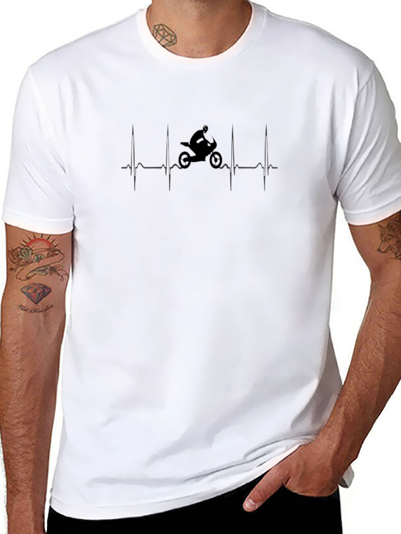 Motorcycle Heartbeat Graphic Tee - Ride Life!