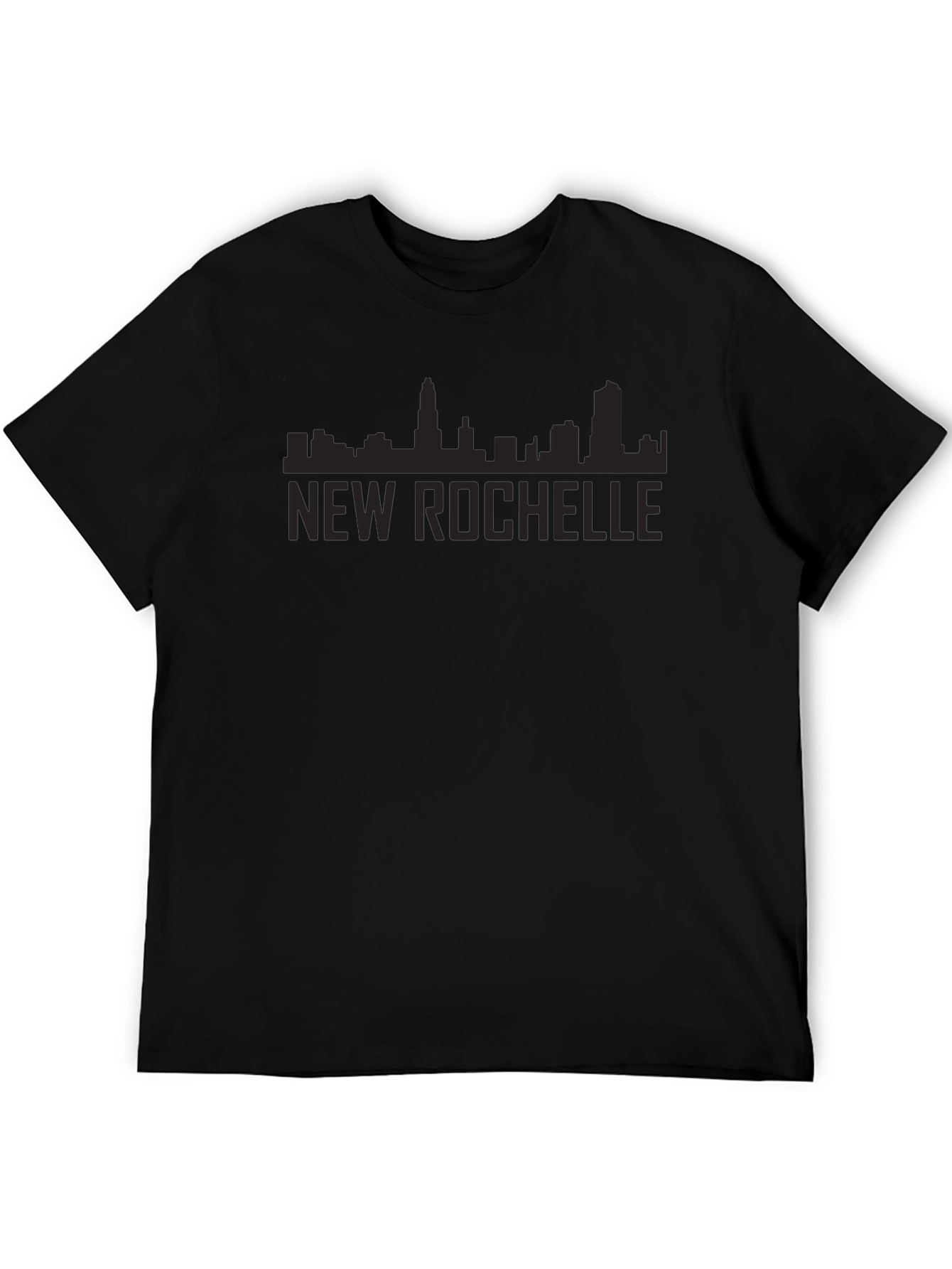 New Rochelle City Skyline Black Graphic Tee
