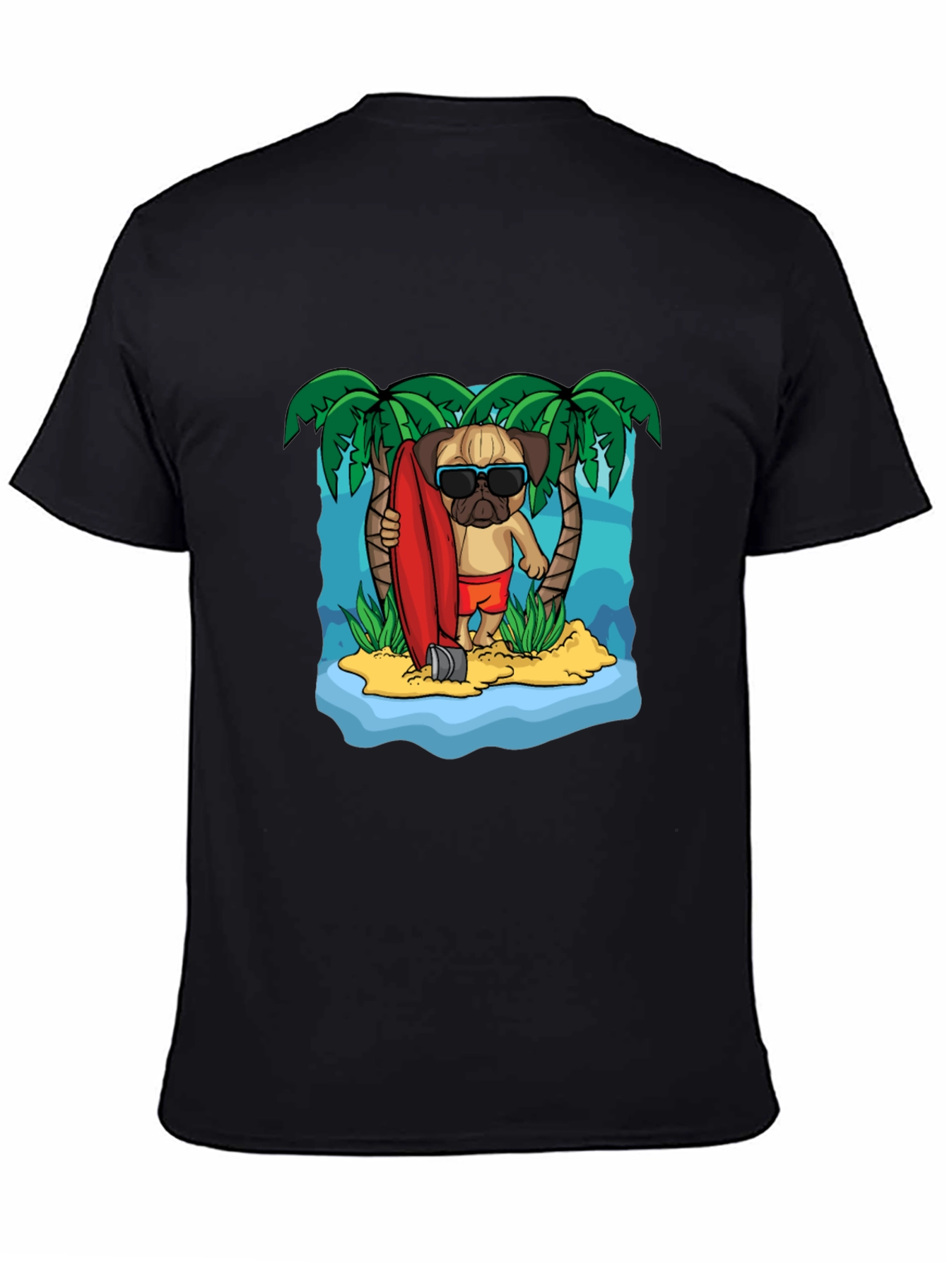 Surfing Pug Graphic T-Shirt