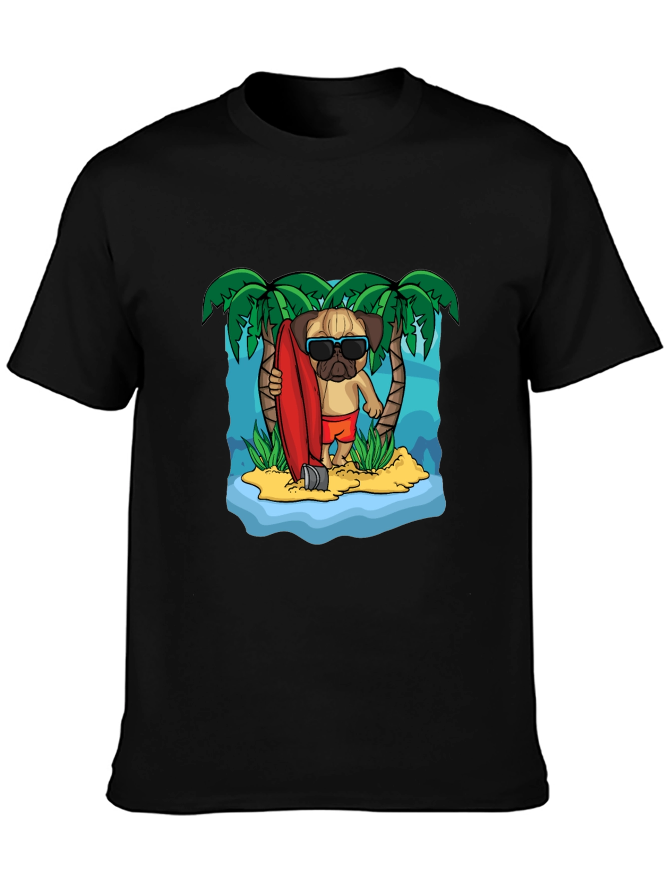 Surfing Pug Graphic T-Shirt