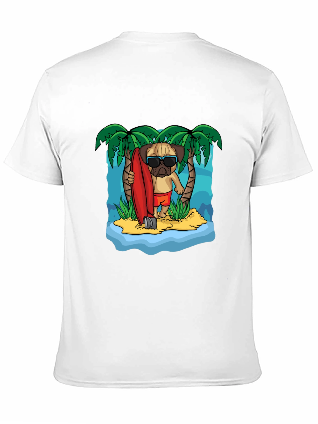 Surfing Pug Graphic T-Shirt