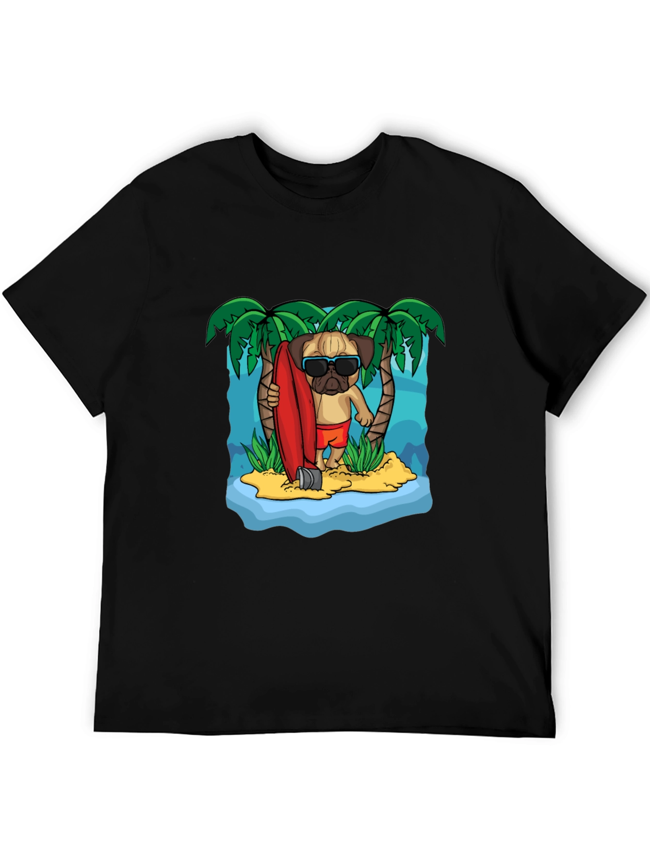 Surfing Pug Graphic T-Shirt