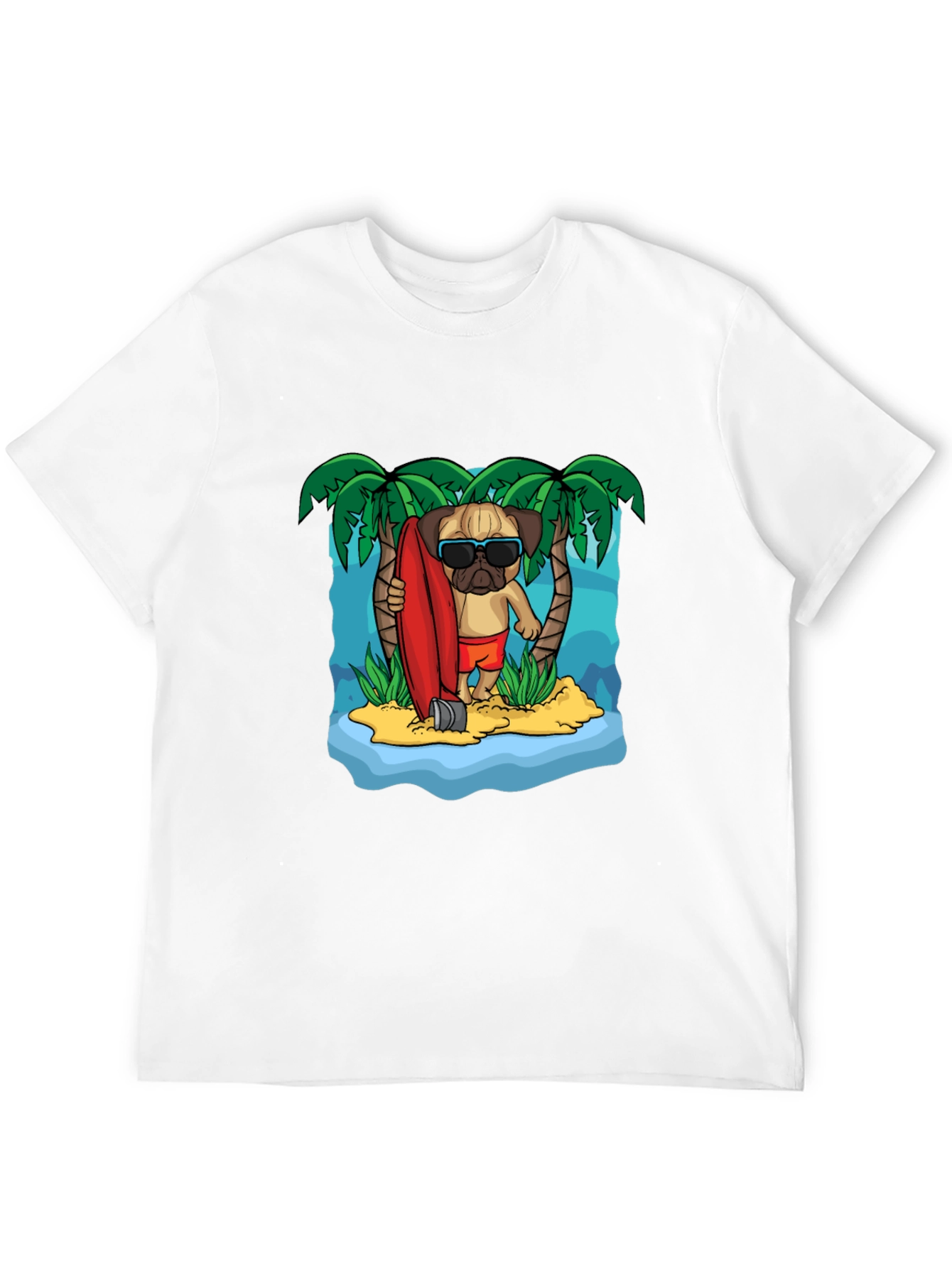 Surfing Pug Graphic T-Shirt