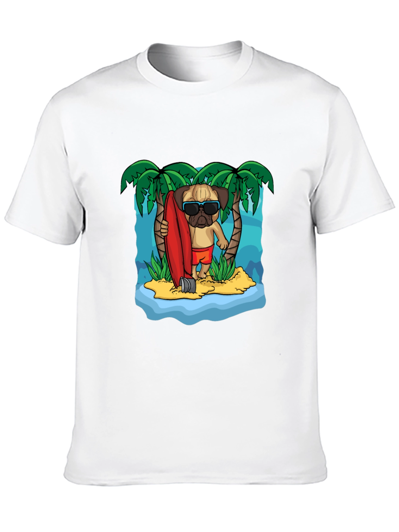 Surfing Pug Graphic T-Shirt