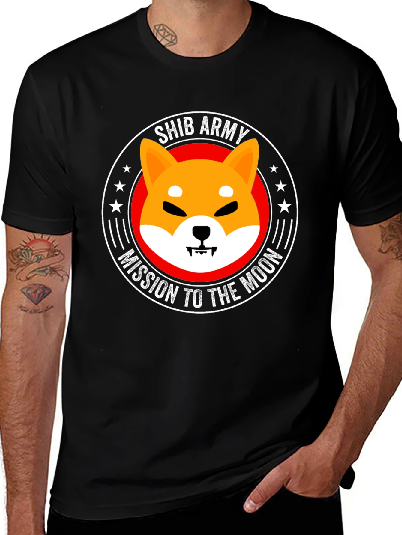 Shib Army Mission to the Moon Black T-Shirt