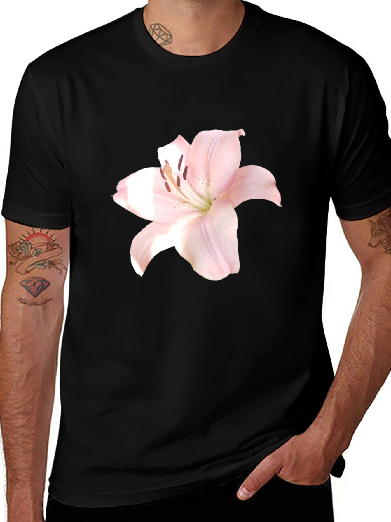 Floral Print T-Shirt - Black Stylish Casual Wear