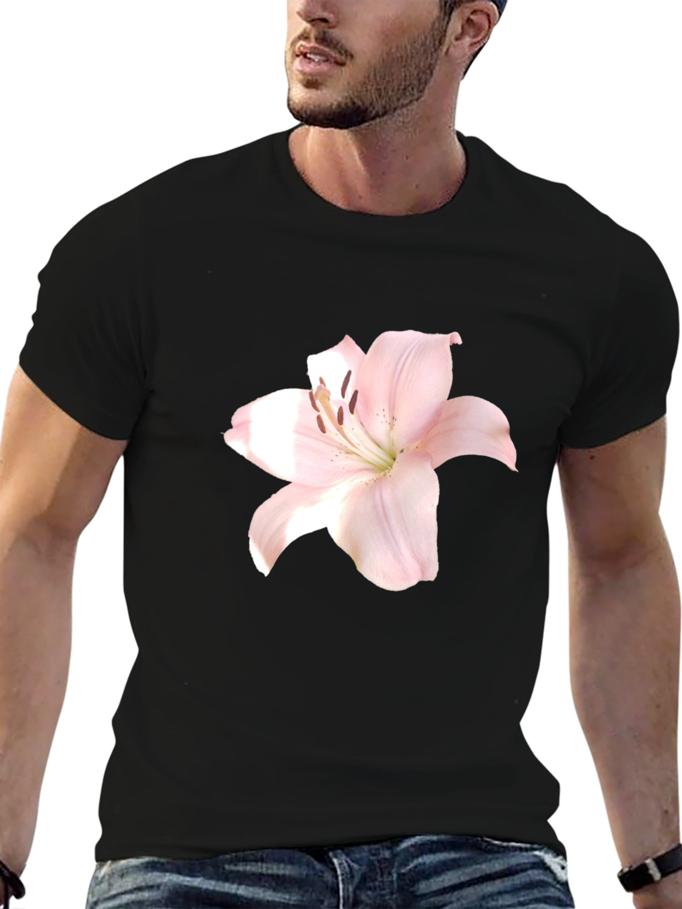 Floral Print T-Shirt - Black Stylish Casual Wear