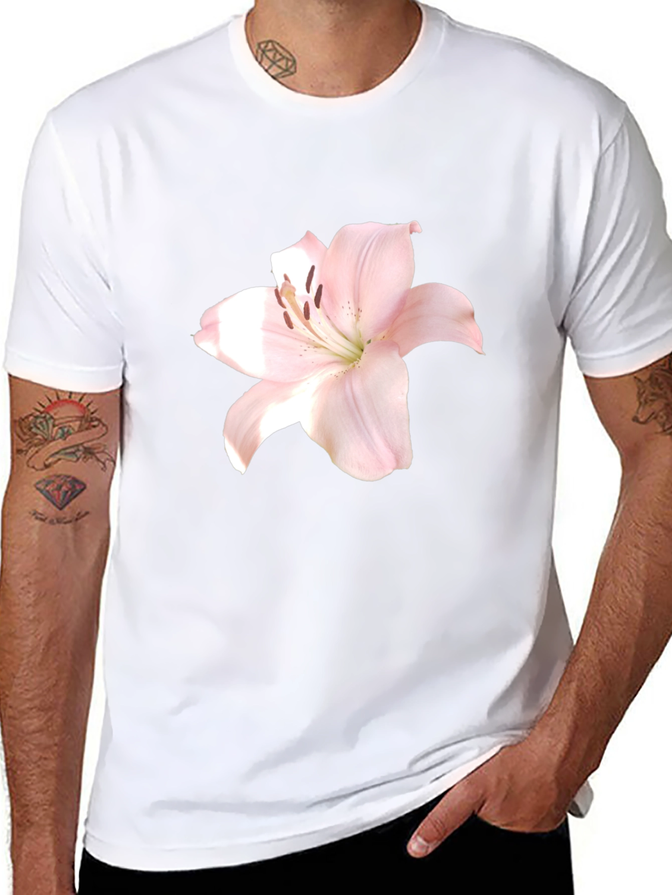 Floral Print T-Shirt - Black Stylish Casual Wear