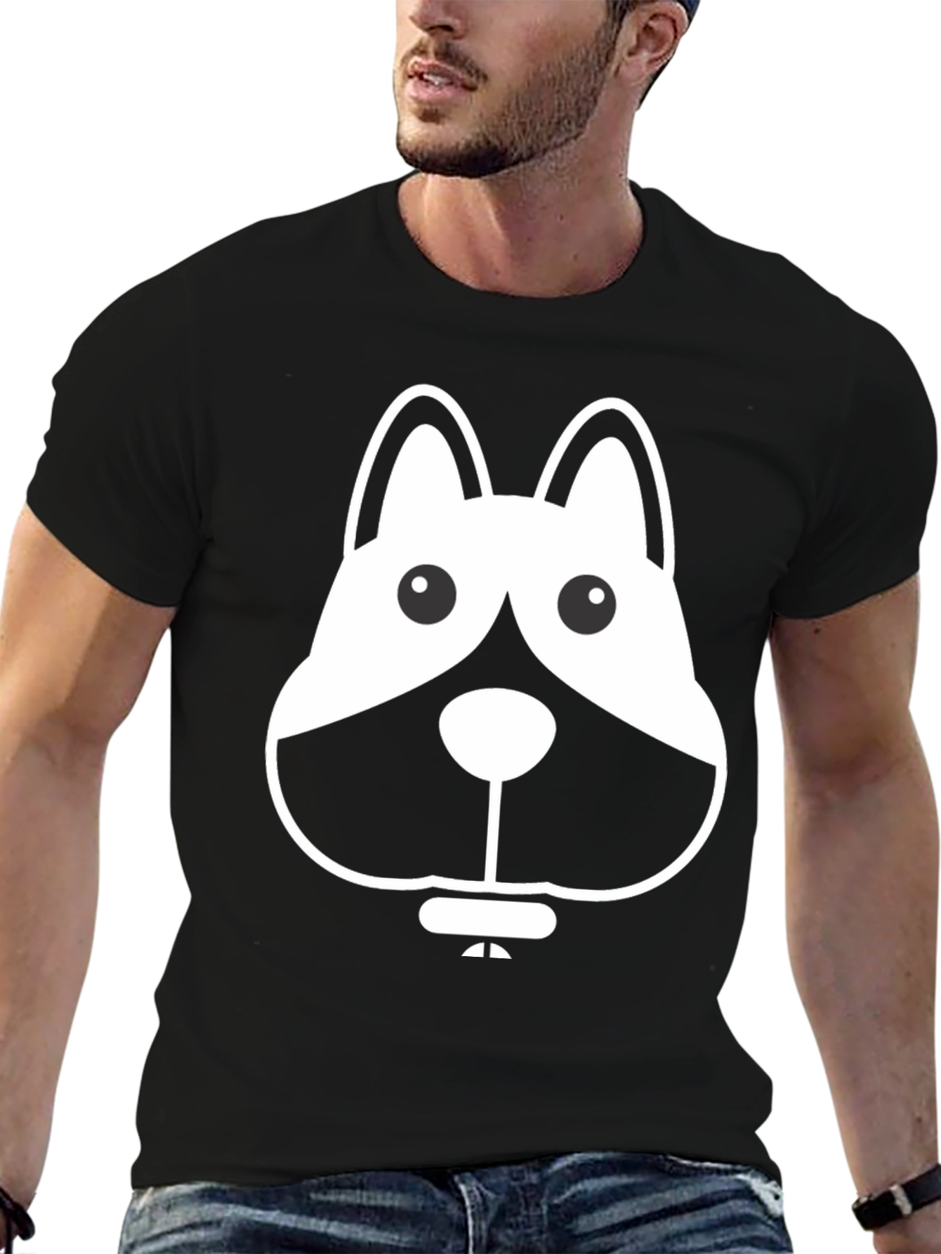 Dog Graphic Black Tee - Casual Wear