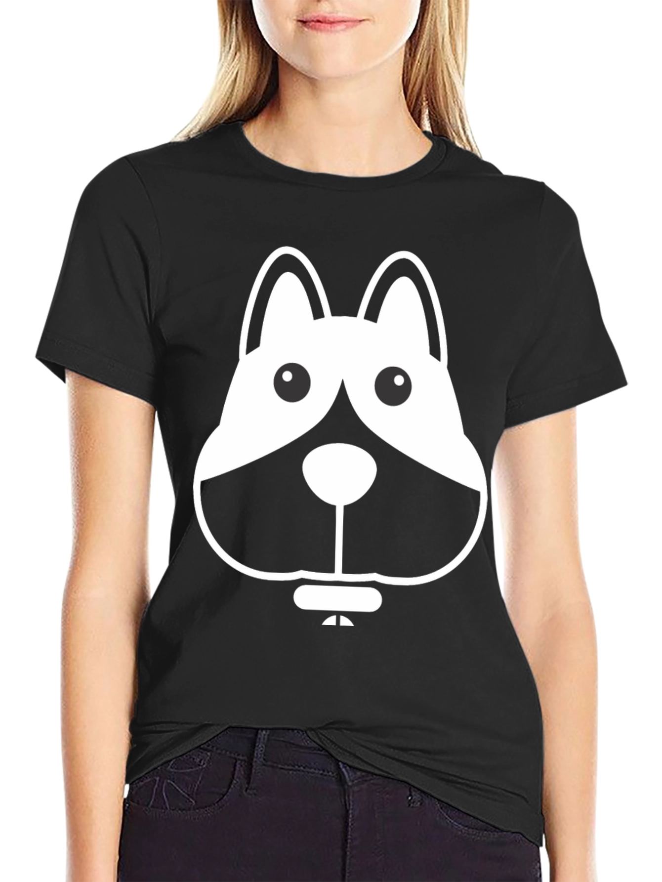 Dog Graphic Black Tee - Casual Wear