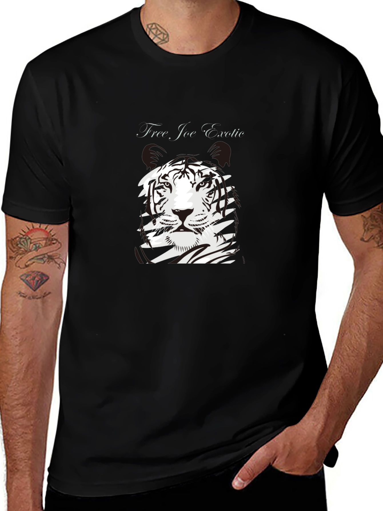 Free Joe Exotic Tiger Graphic Black T-Shirt