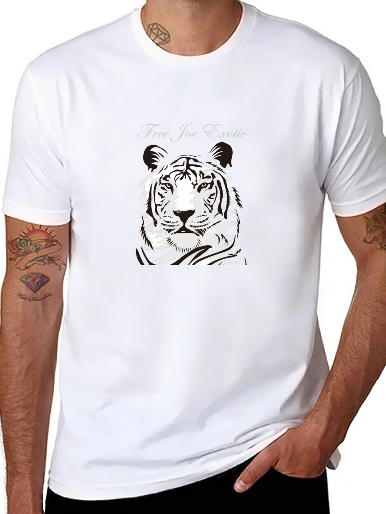Free Joe Exotic Tiger Graphic Black T-Shirt