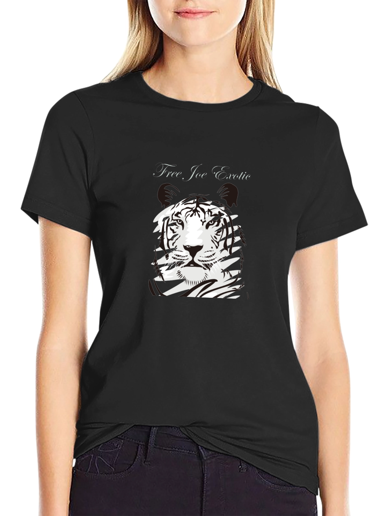 Free Joe Exotic Tiger Graphic Black T-Shirt