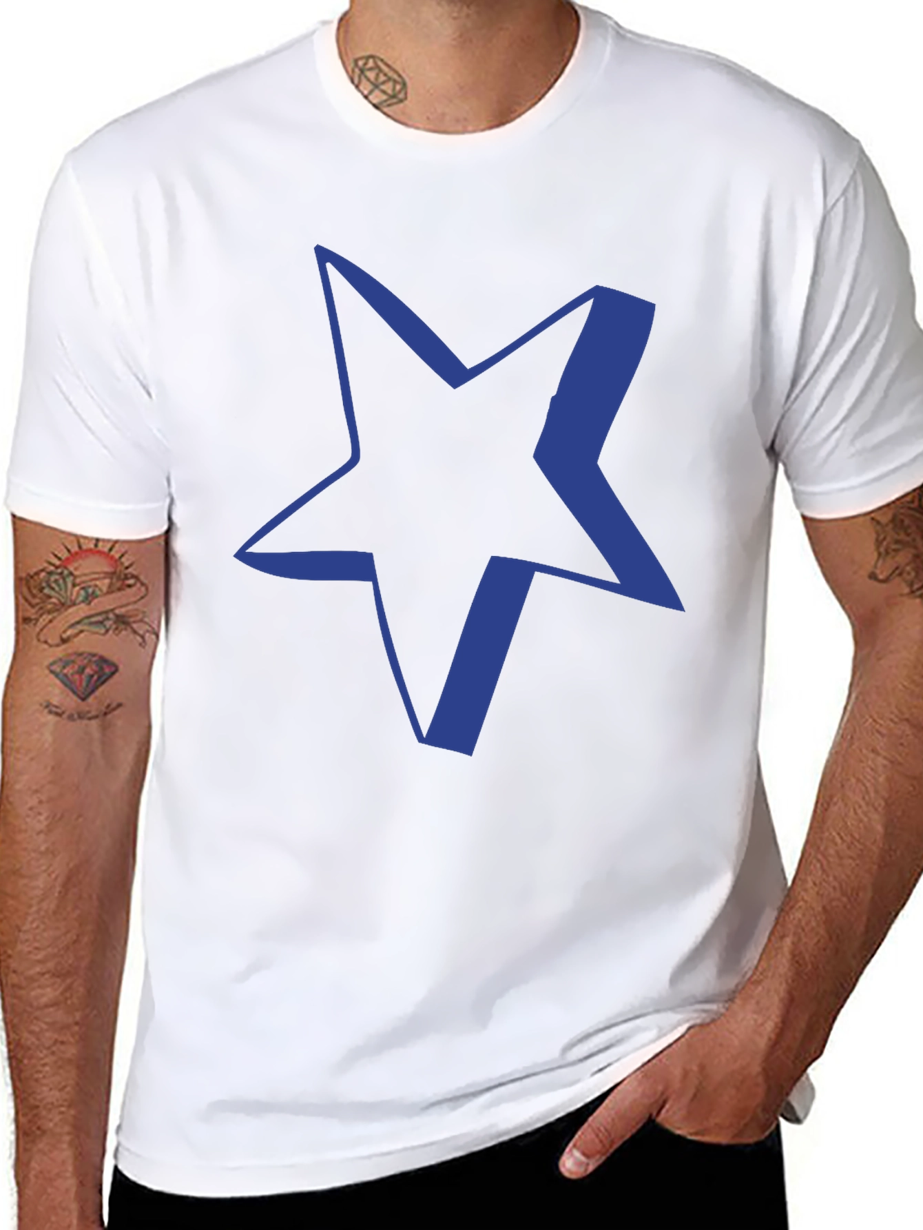 Black T-Shirt with Blue Star