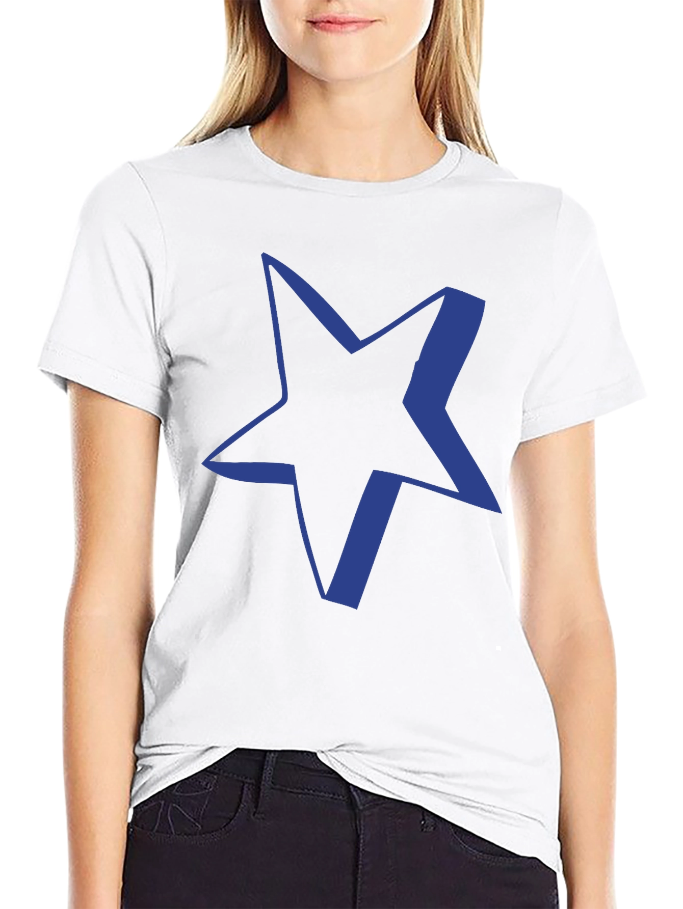 Black T-Shirt with Blue Star