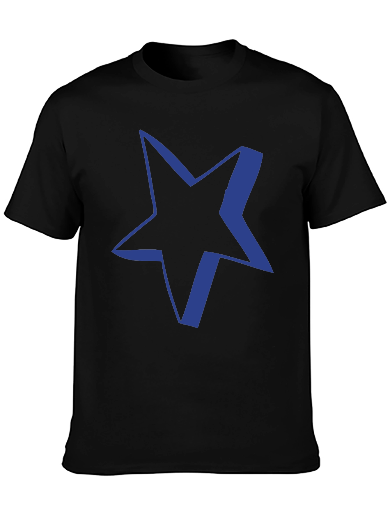 Black T-Shirt with Blue Star