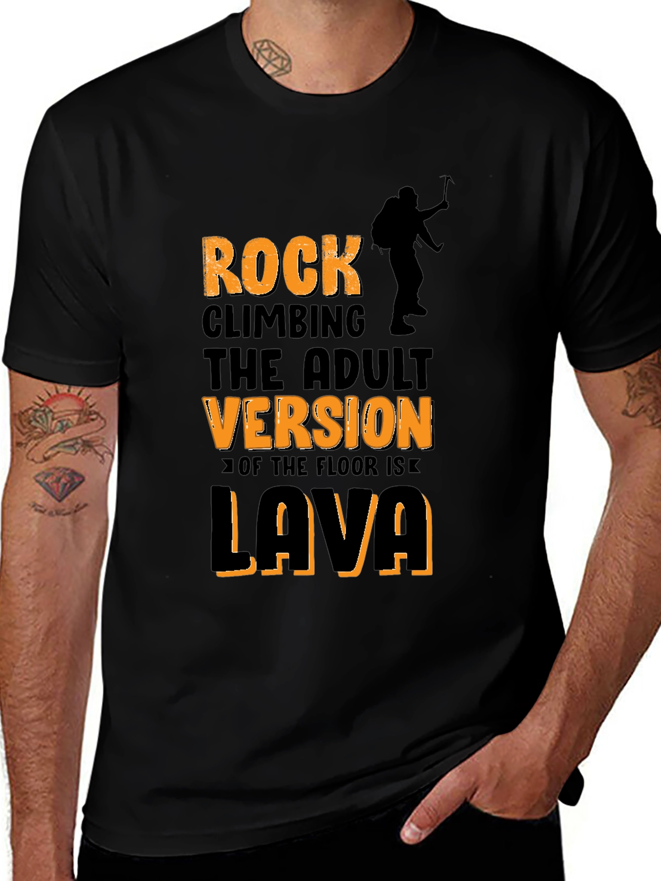 Rock Climbing Adult Version Lava T-Shirt