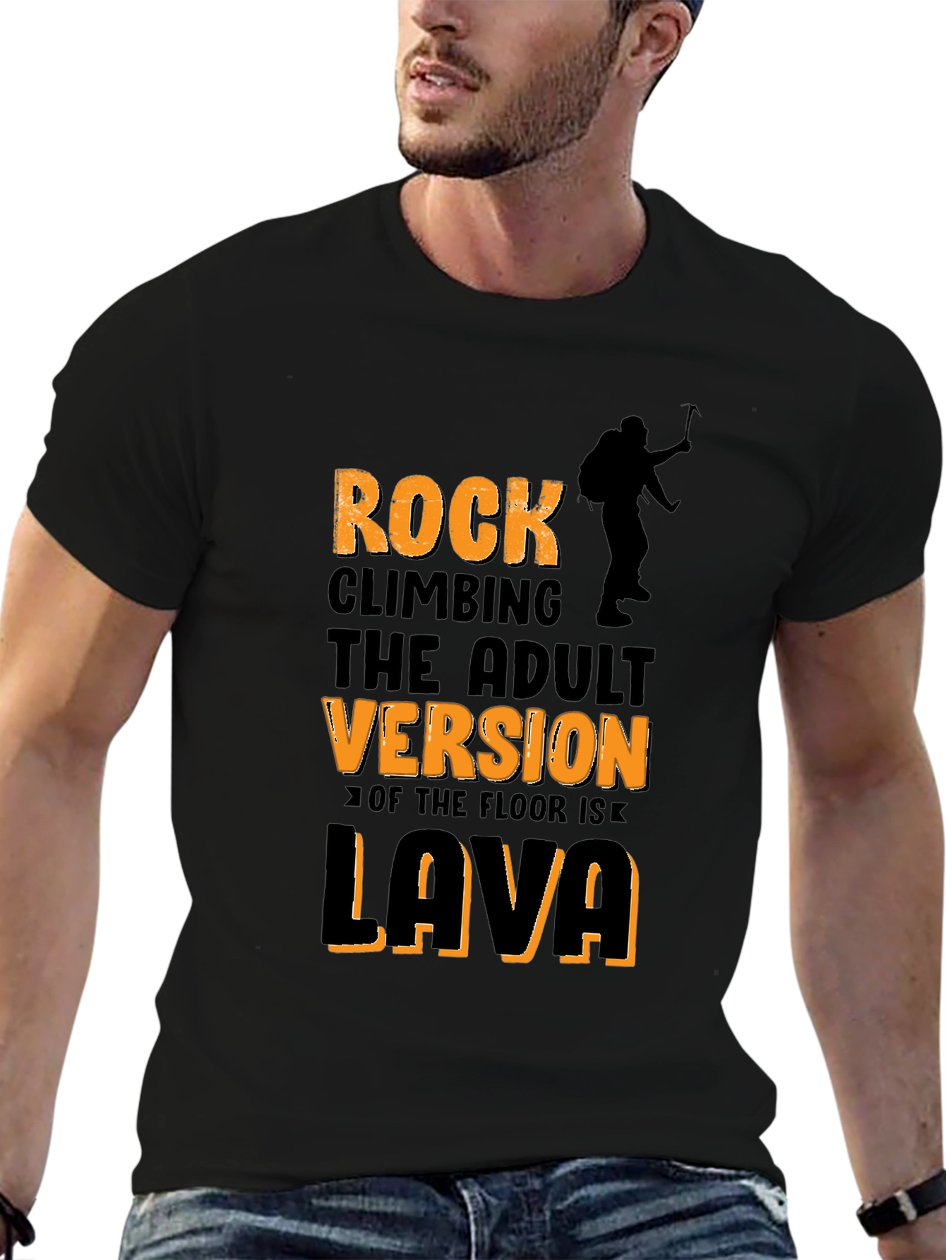 Rock Climbing Adult Version Lava T-Shirt