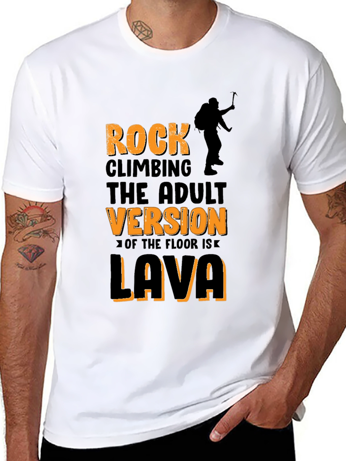 Rock Climbing Adult Version Lava T-Shirt