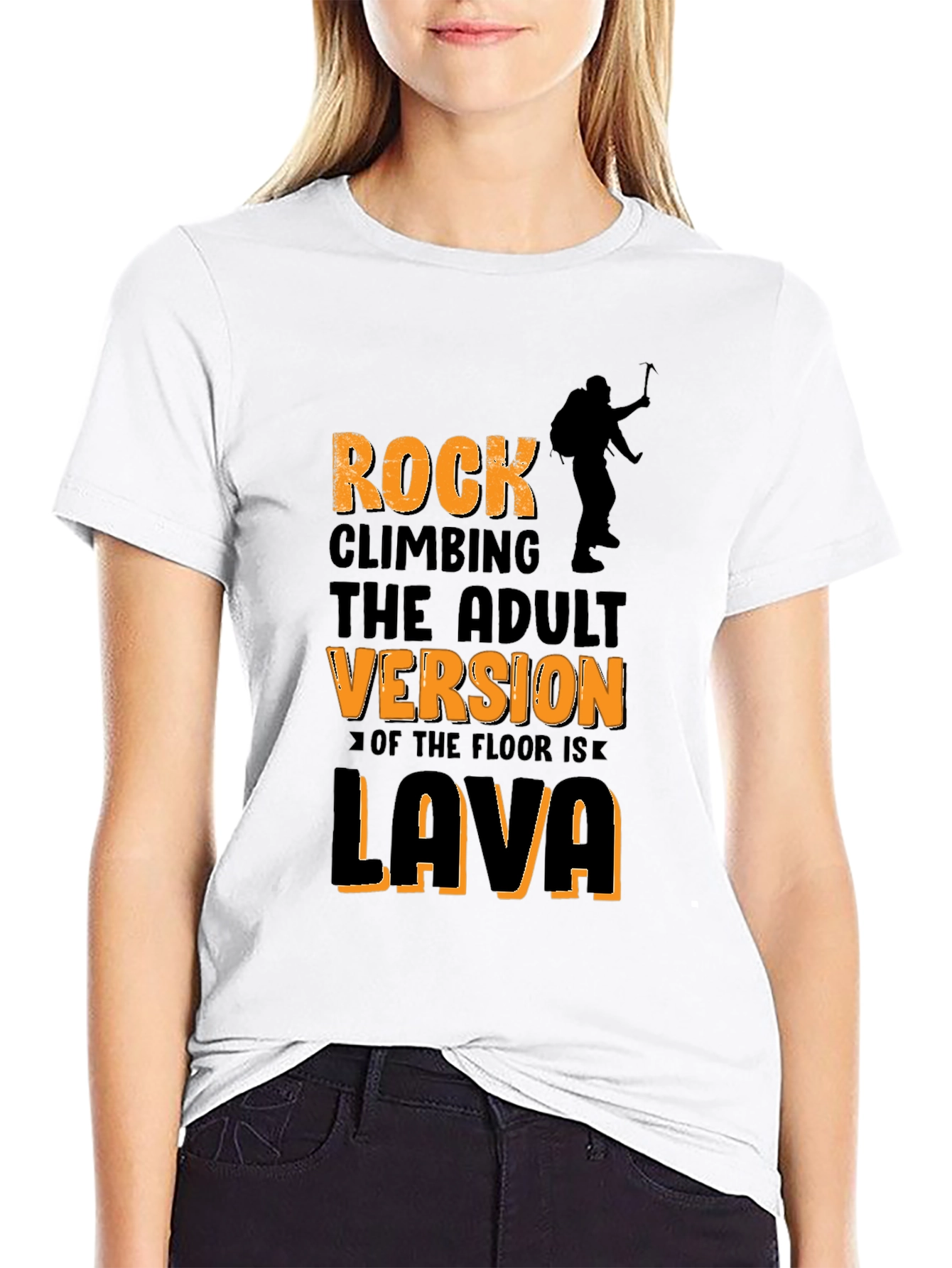 Rock Climbing Adult Version Lava T-Shirt