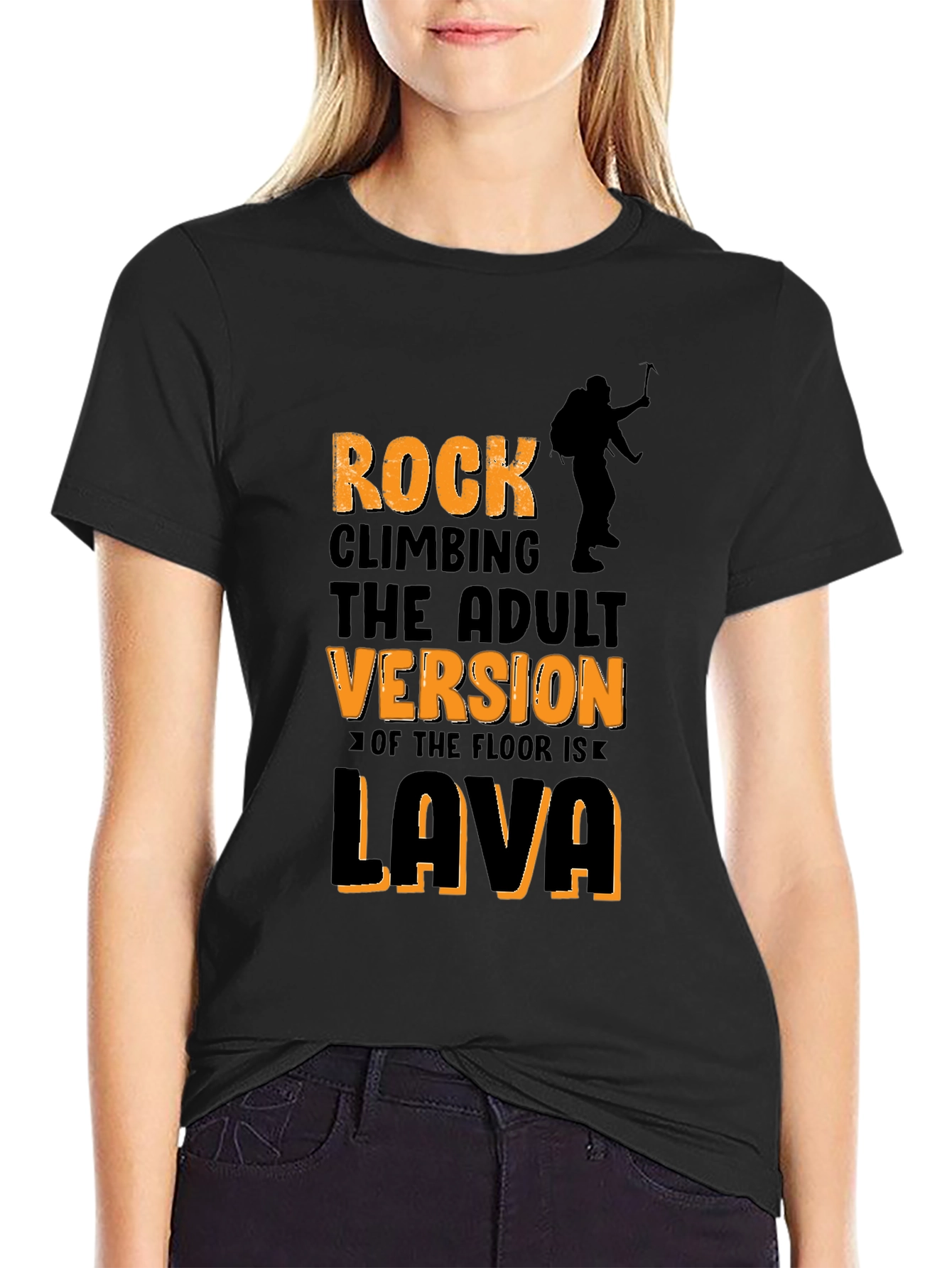 Rock Climbing Adult Version Lava T-Shirt