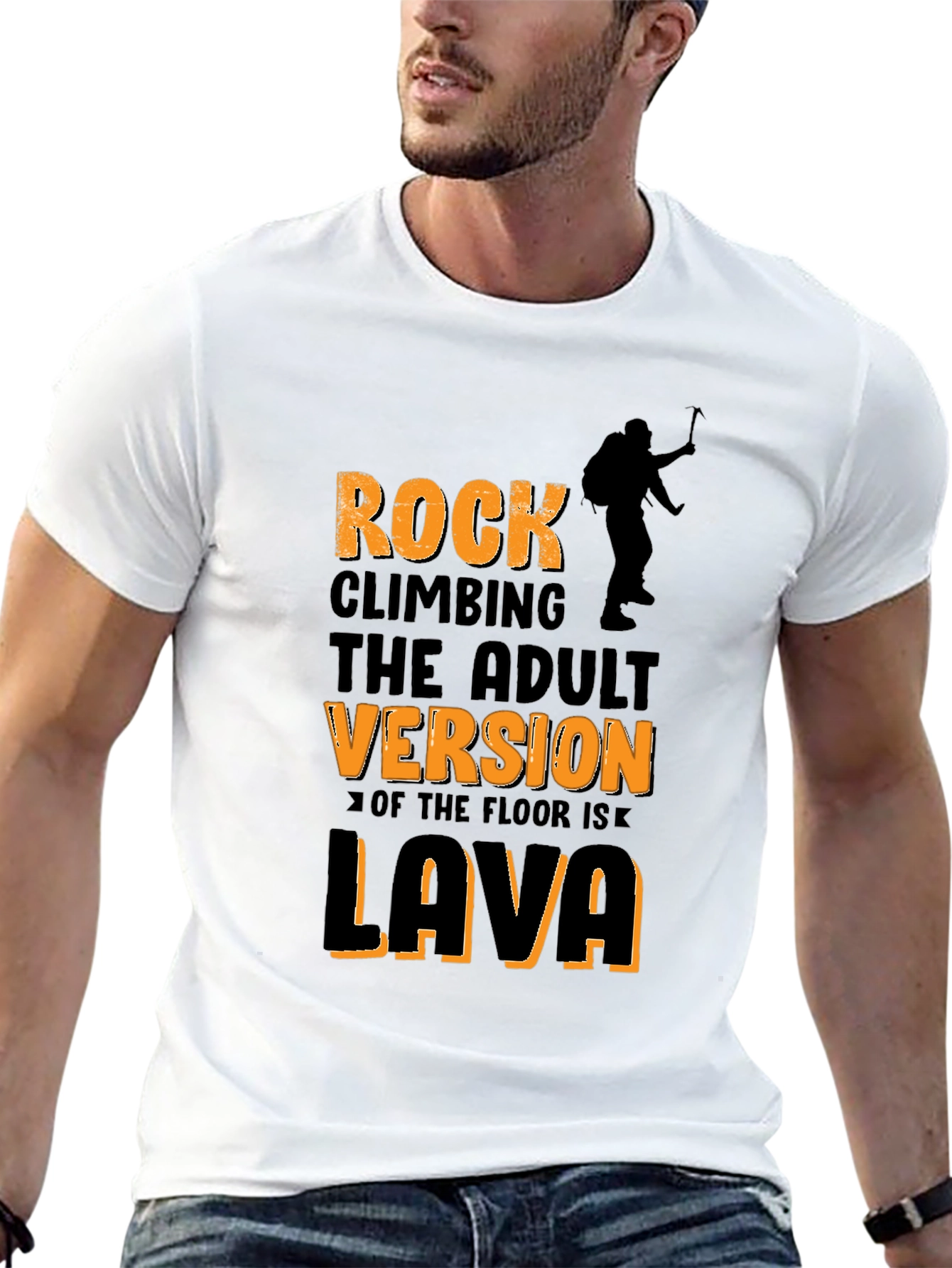Rock Climbing Adult Version Lava T-Shirt