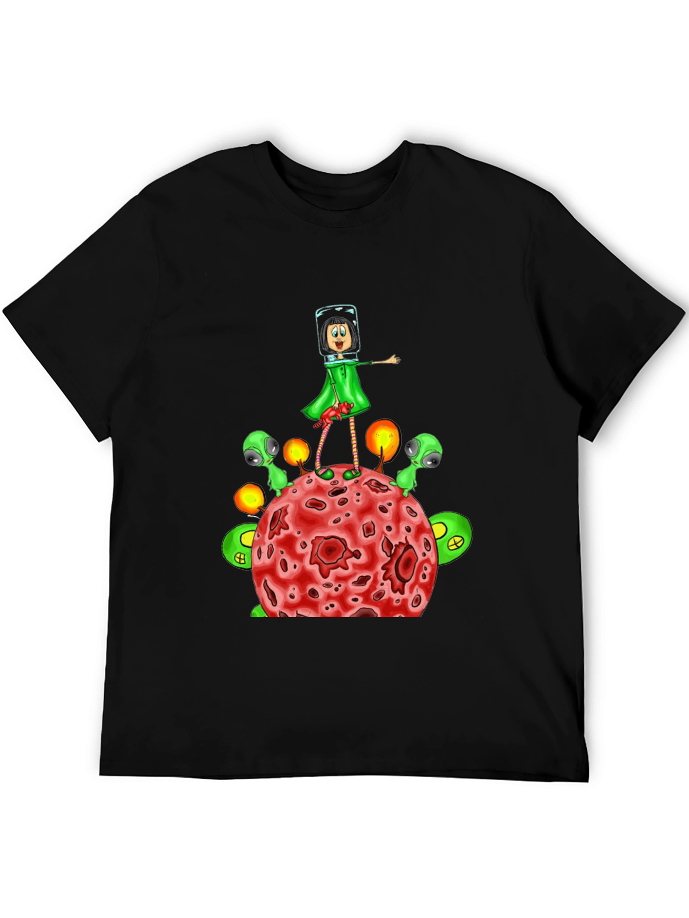 Cosmic Cartoon T-Shirt: Alien Planet Adventure