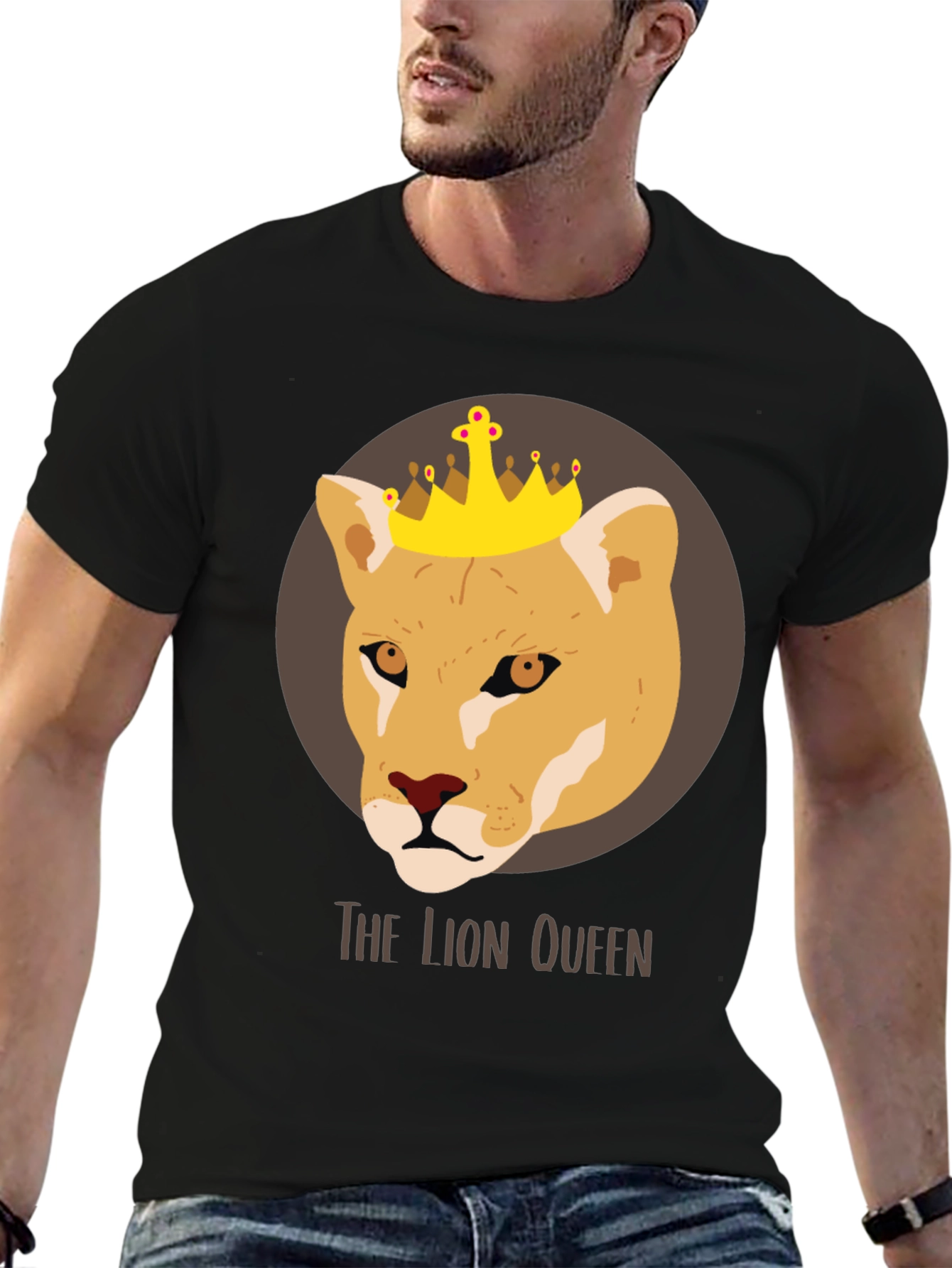 Lion Queen Graphic Tee - Unisex Black T-Shirt