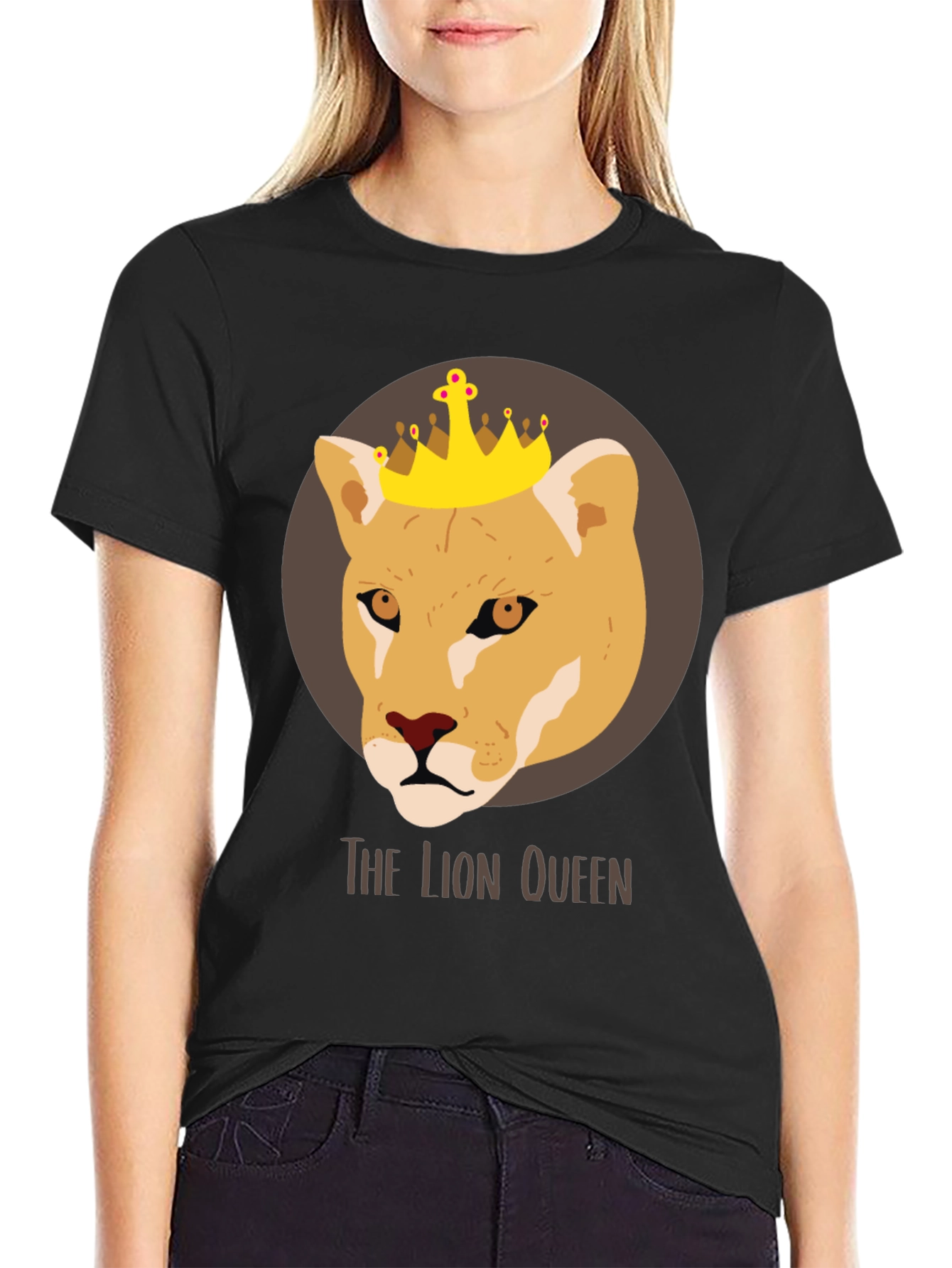 Lion Queen Graphic Tee - Unisex Black T-Shirt