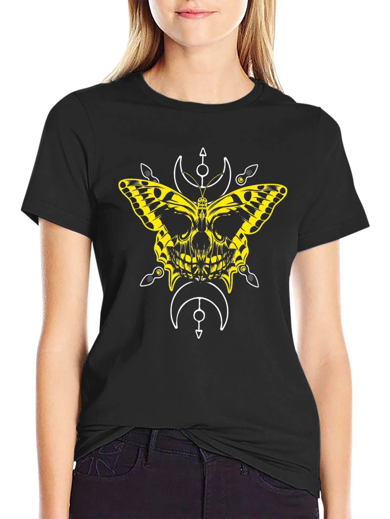 Butterfly Skull Graphic Tee - Black T-Shirt