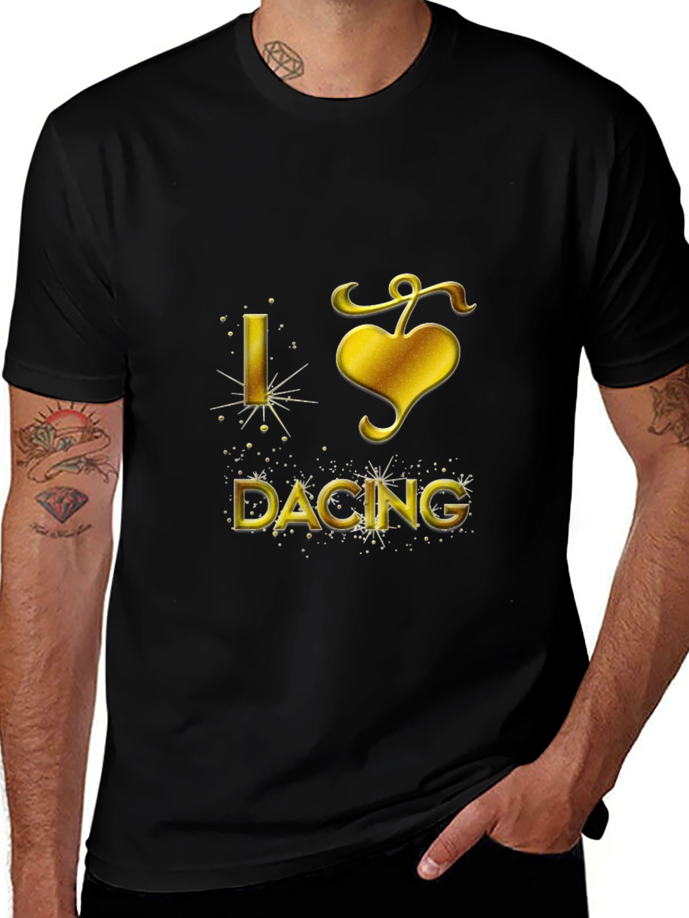 I Love Dancing Graphic Tee - Gold on Black