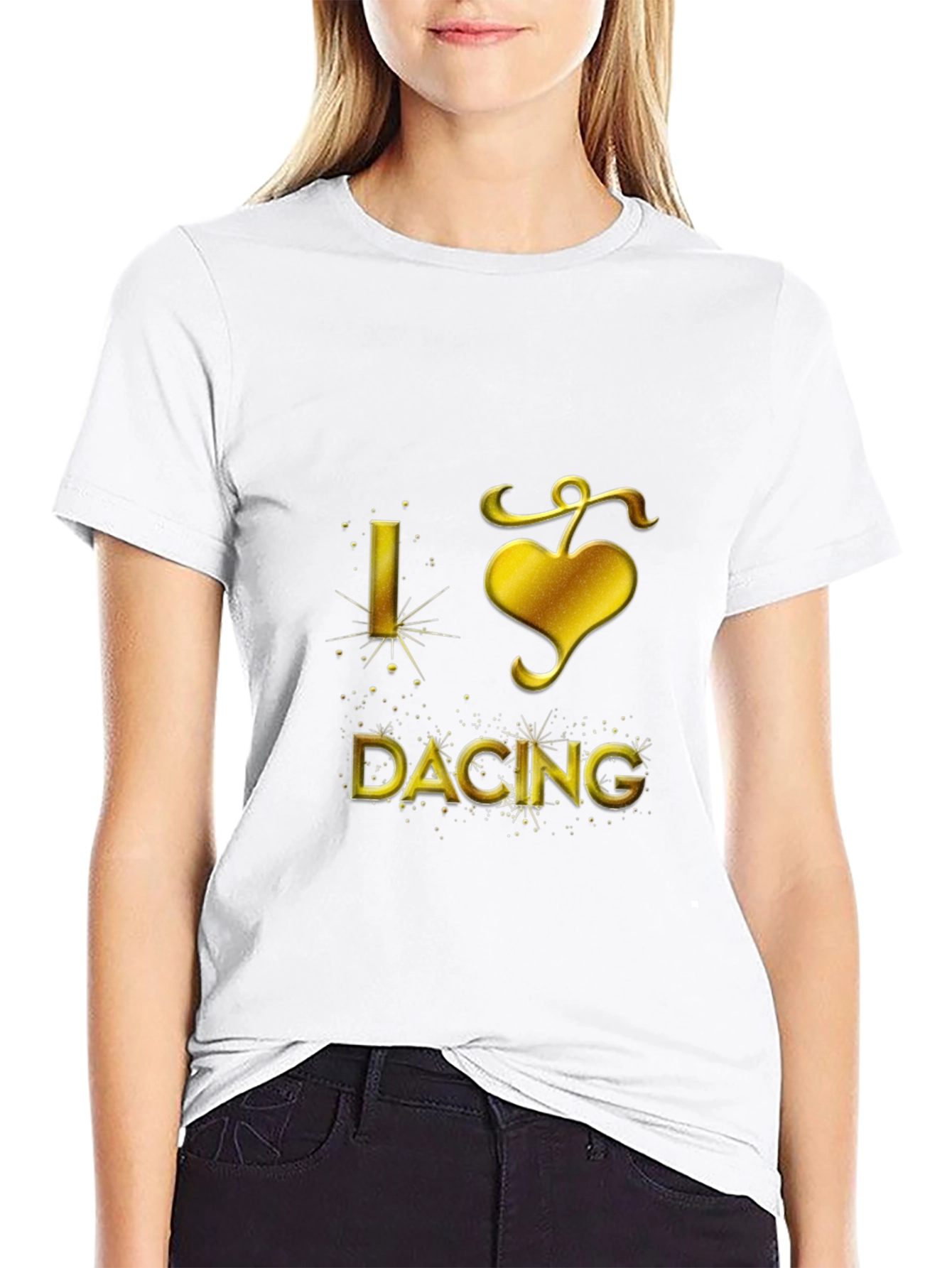 I Love Dancing Graphic Tee - Gold on Black