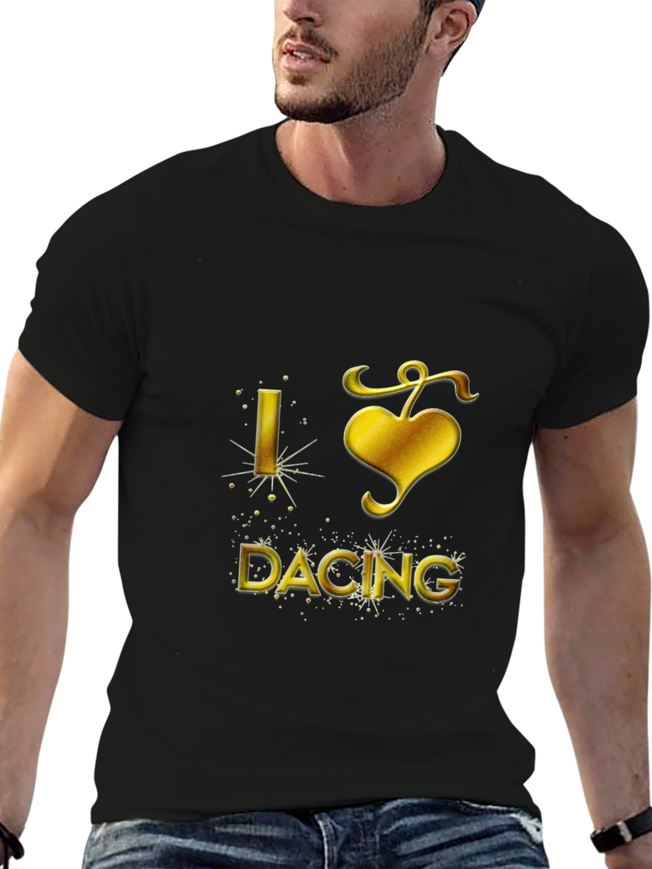I Love Dancing Graphic Tee - Gold on Black