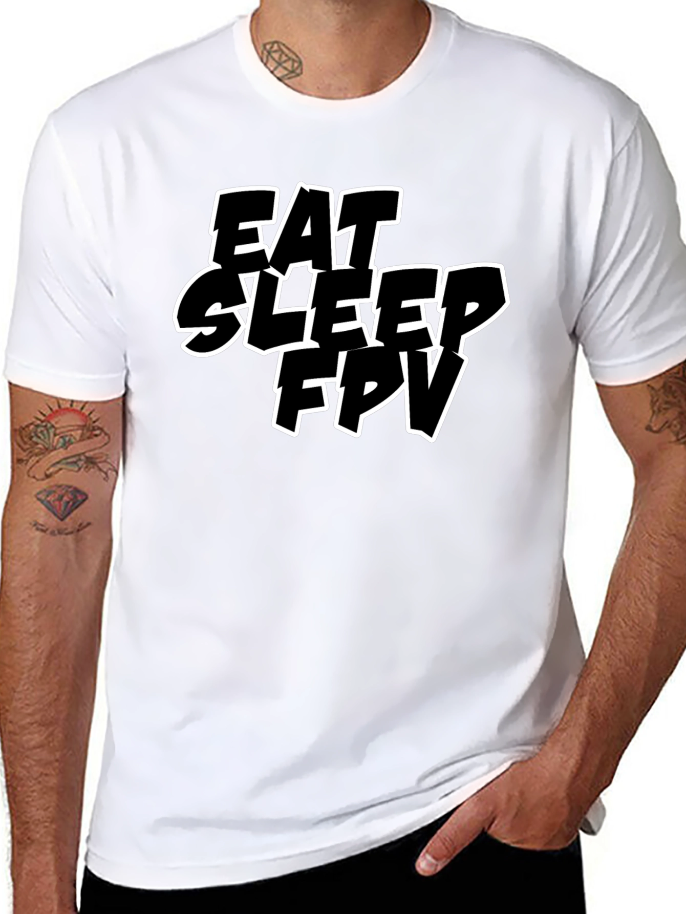 Eat Sleep FPV Black T-Shirt - Drone Racing Tee