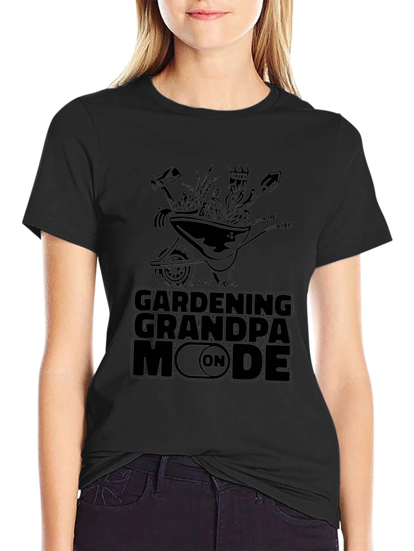 Gardening Grandpa Mode On T-Shirt - Black