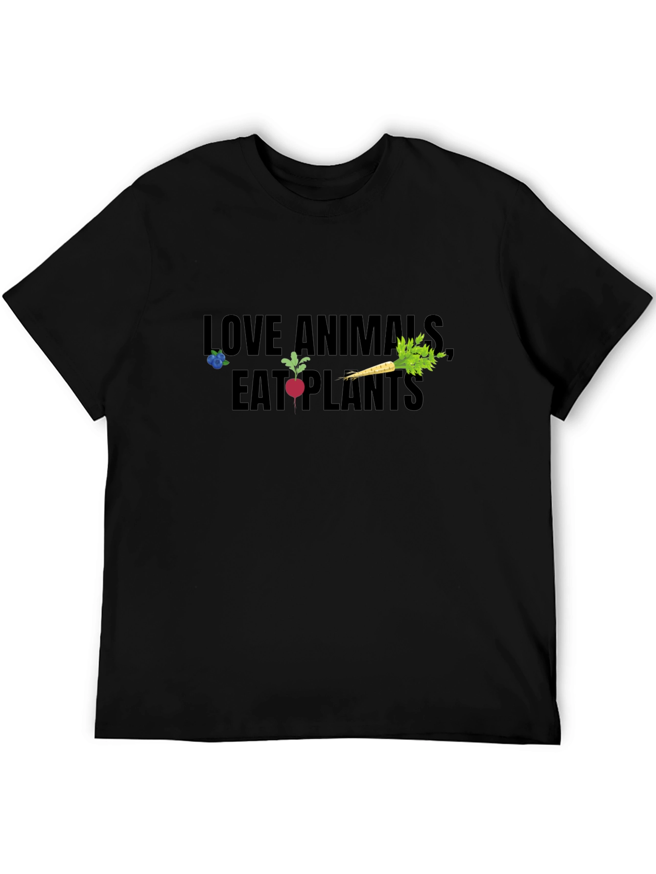 Vegan Graphic Tee: Love Animals Eat Plants - Black