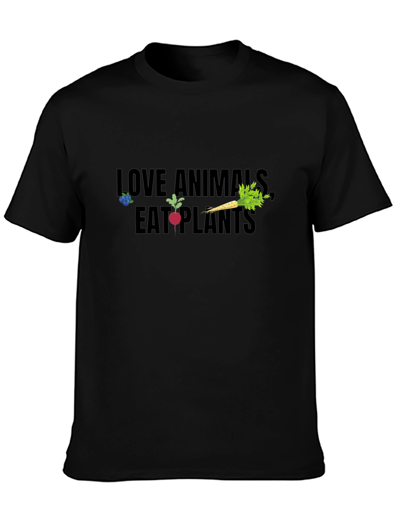 Vegan Graphic Tee: Love Animals Eat Plants - Black
