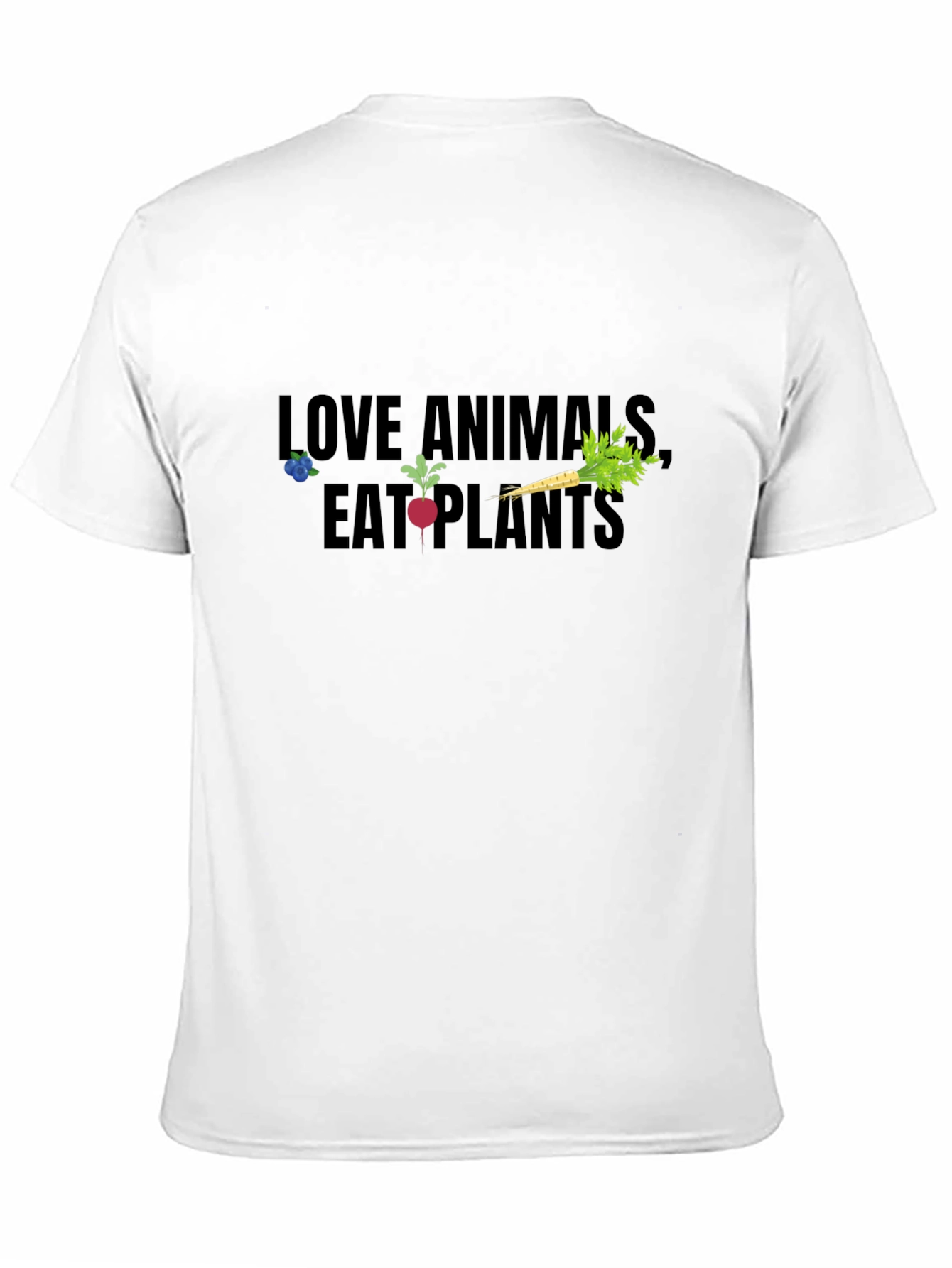 Vegan Graphic Tee: Love Animals Eat Plants - Black